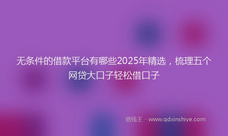 无条件的借款平台有哪些2025年精选，梳理五个网贷大口子轻松借口子