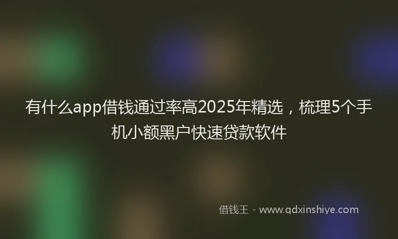 有什么app借钱通过率高2025年精选，梳理5个手机小额黑户快速贷款软件