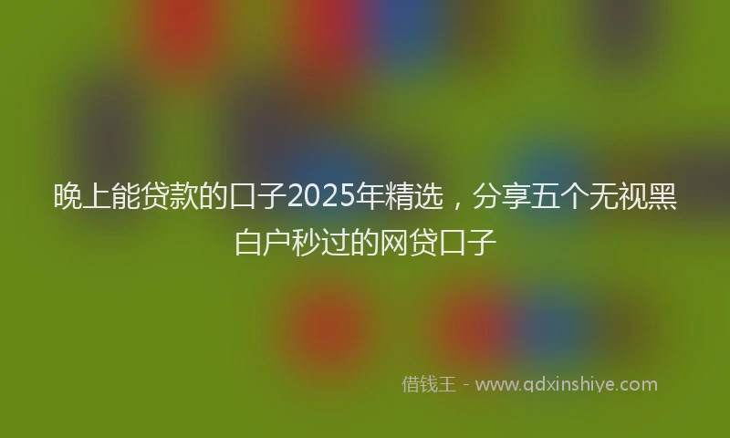 晚上能贷款的口子2025年精选，分享五个无视黑白户秒过的网贷口子