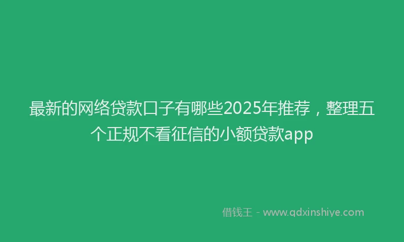 最新的网络贷款口子有哪些2025年推荐，整理五个正规不看征信的小额贷款app