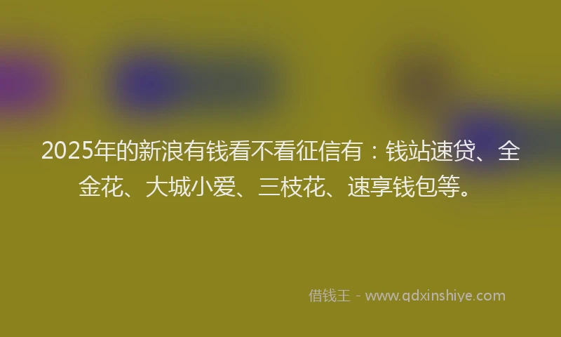2025年的新浪有钱看不看征信有：钱站速贷、全金花、大城小爱、三枝花、速享钱包等。
