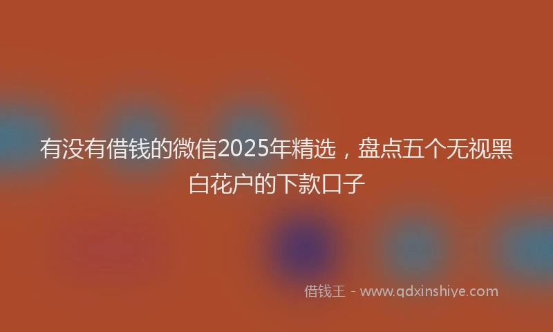 有没有借钱的微信2025年精选，盘点五个无视黑白花户的下款口子