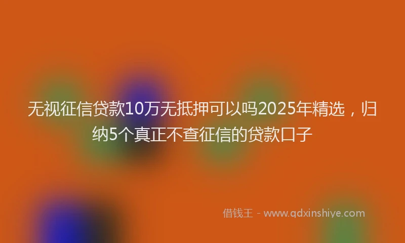 无视征信贷款10万无抵押可以吗2025年精选，归纳5个真正不查征信的贷款口子