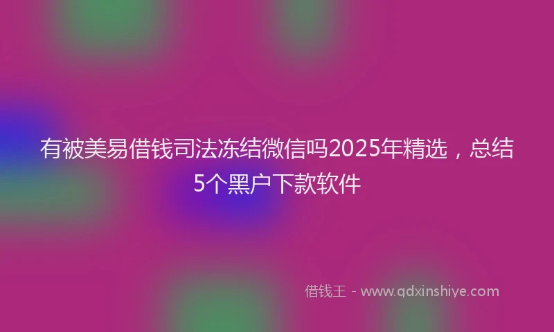 有被美易借钱司法冻结微信吗2025年精选，总结5个黑户下款软件