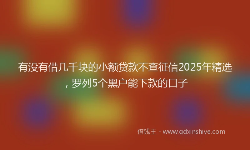 有没有借几千块的小额贷款不查征信2025年精选，罗列5个黑户能下款的口子