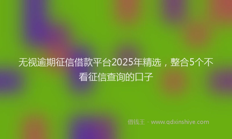 无视逾期征信借款平台2025年精选，整合5个不看征信查询的口子