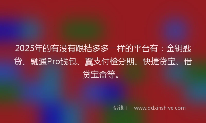 2025年的有没有跟桔多多一样的平台有：金钥匙贷、融通Pro钱包、翼支付橙分期、快捷贷宝、借贷宝盒等。