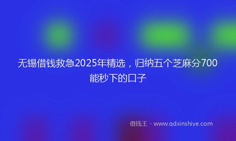 无锡借钱救急2025年精选，归纳五个芝麻分700能秒下的口子