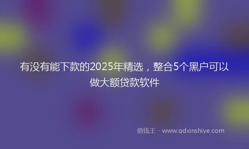 有没有能下款的2025年精选，整合5个黑户可以做大额贷款软件