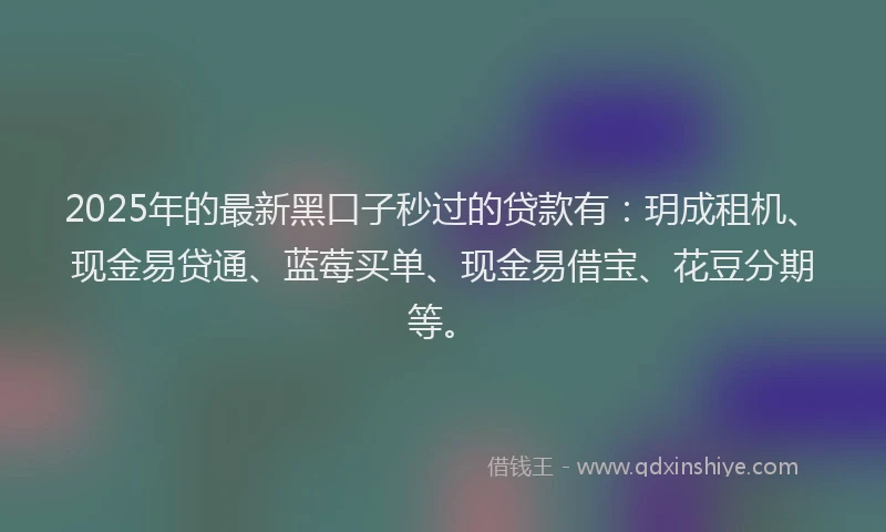 2025年的最新黑口子秒过的贷款有：玥成租机、现金易贷通、蓝莓买单、现金易借宝、花豆分期等。