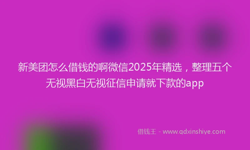 新美团怎么借钱的啊微信2025年精选，整理五个无视黑白无视征信申请就下款的app