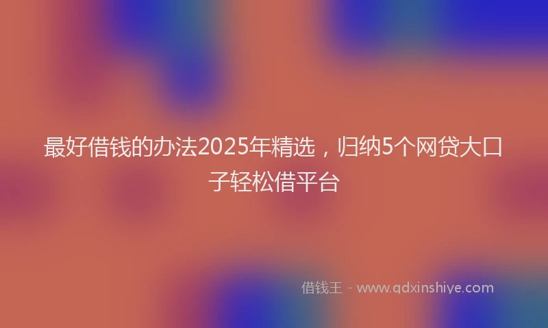 最好借钱的办法2025年精选，归纳5个网贷大口子轻松借平台