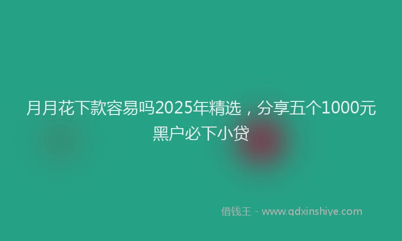 月月花下款容易吗2025年精选，分享五个1000元黑户必下小贷