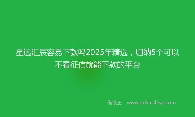 星远汇辰容易下款吗2025年精选，归纳5个可以不看征信就能下款的平台