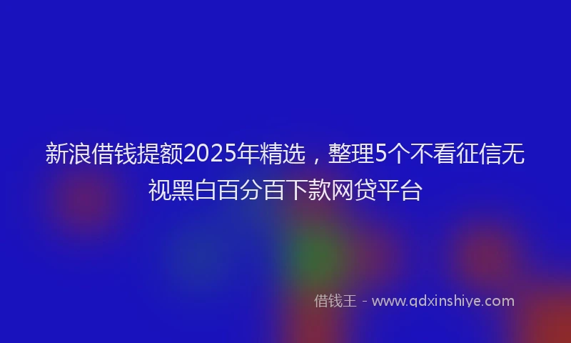 新浪借钱提额2025年精选，整理5个不看征信无视黑白百分百下款网贷平台