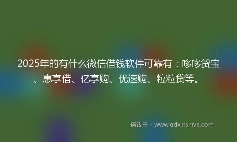 2025年的有什么微信借钱软件可靠有：哆哆贷宝、惠享借、亿享购、优速购、粒粒贷等。