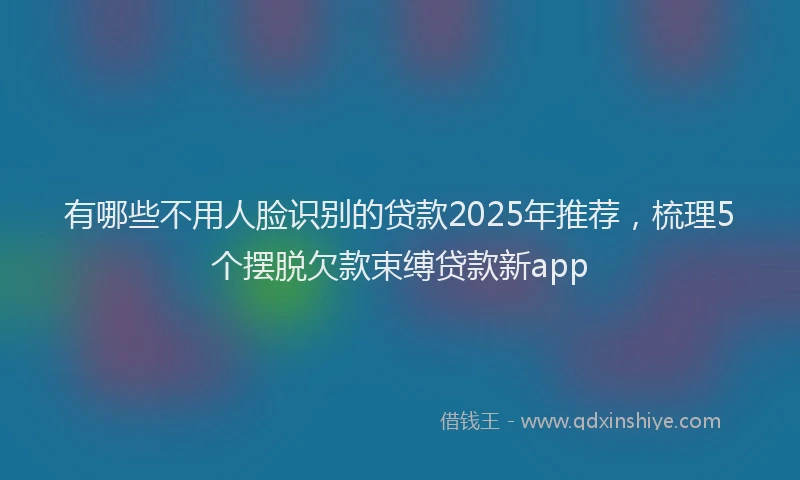有哪些不用人脸识别的贷款2025年推荐，梳理5个摆脱欠款束缚贷款新app