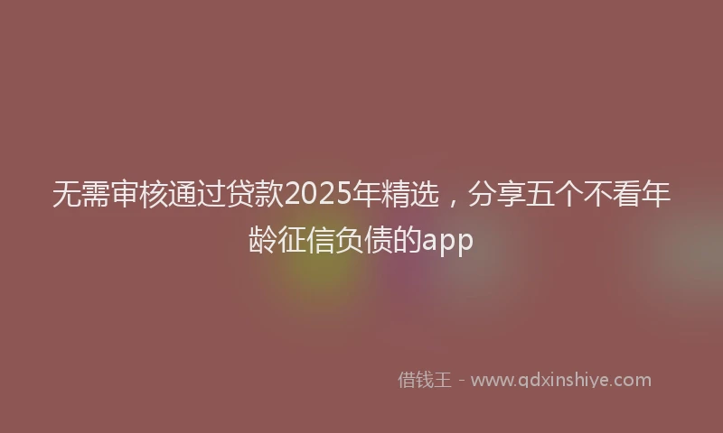 无需审核通过贷款2025年精选，分享五个不看年龄征信负债的app