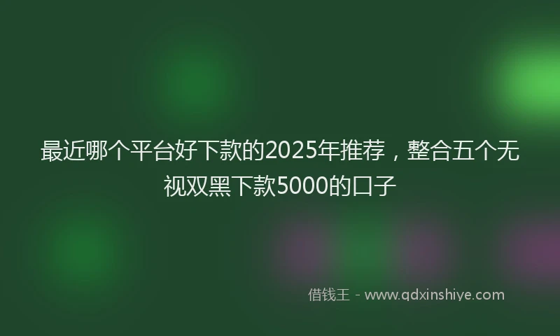 最近哪个平台好下款的2025年推荐，整合五个无视双黑下款5000的口子