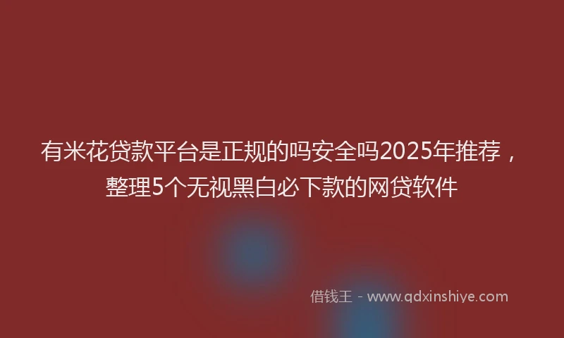 有米花贷款平台是正规的吗安全吗2025年推荐，整理5个无视黑白必下款的网贷软件