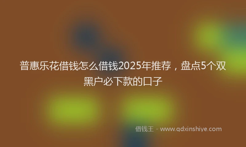 普惠乐花借钱怎么借钱2025年推荐，盘点5个双黑户必下款的口子