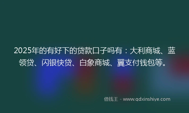 2025年的有好下的贷款口子吗有：大利商城、蓝领贷、闪银快贷、白象商城、翼支付钱包等。
