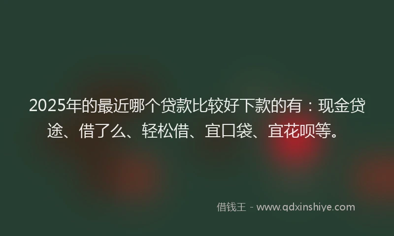 2025年的最近哪个贷款比较好下款的有：现金贷途、借了么、轻松借、宜口袋、宜花呗等。