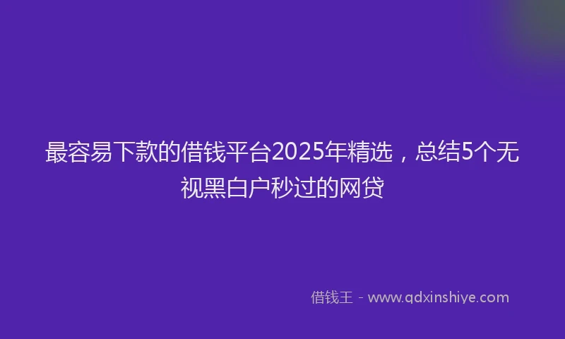 最容易下款的借钱平台2025年精选，总结5个无视黑白户秒过的网贷