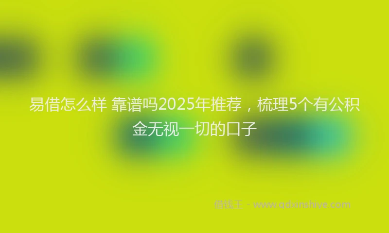 易借怎么样 靠谱吗2025年推荐，梳理5个有公积金无视一切的口子