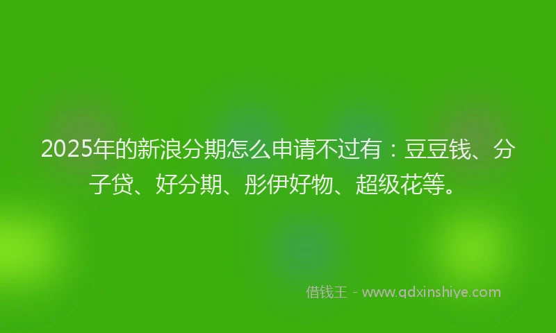 2025年的新浪分期怎么申请不过有：豆豆钱、分子贷、好分期、彤伊好物、超级花等。