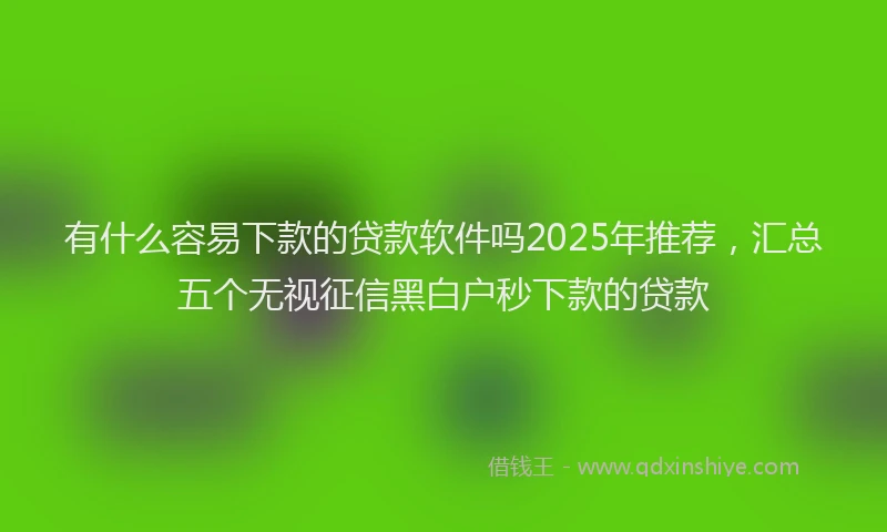 有什么容易下款的贷款软件吗2025年推荐，汇总五个无视征信黑白户秒下款的贷款