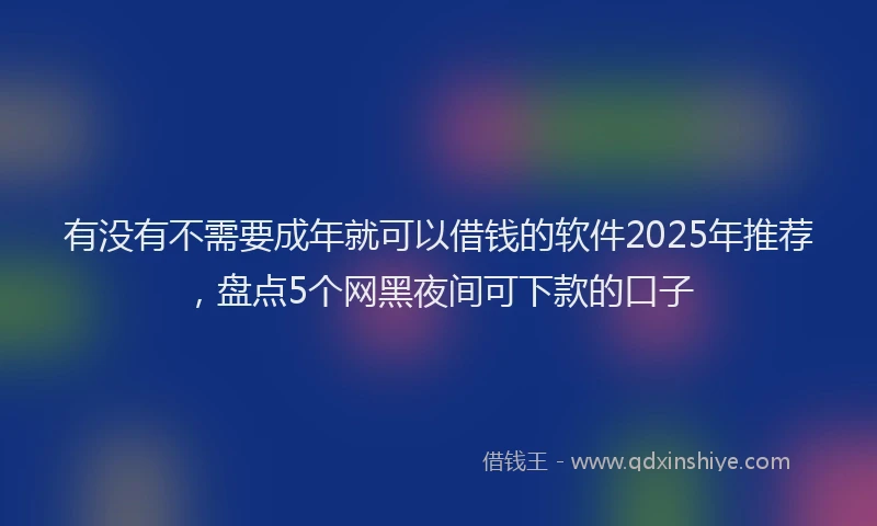 有没有不需要成年就可以借钱的软件2025年推荐，盘点5个网黑夜间可下款的口子