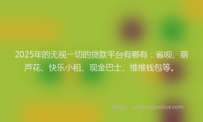 2025年的无视一切的贷款平台有哪有：省呗、葫芦花、快乐小租、现金巴士、维维钱包等。