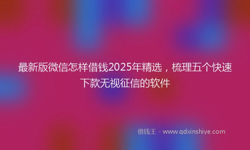 最新版微信怎样借钱2025年精选，梳理五个快速下款无视征信的软件