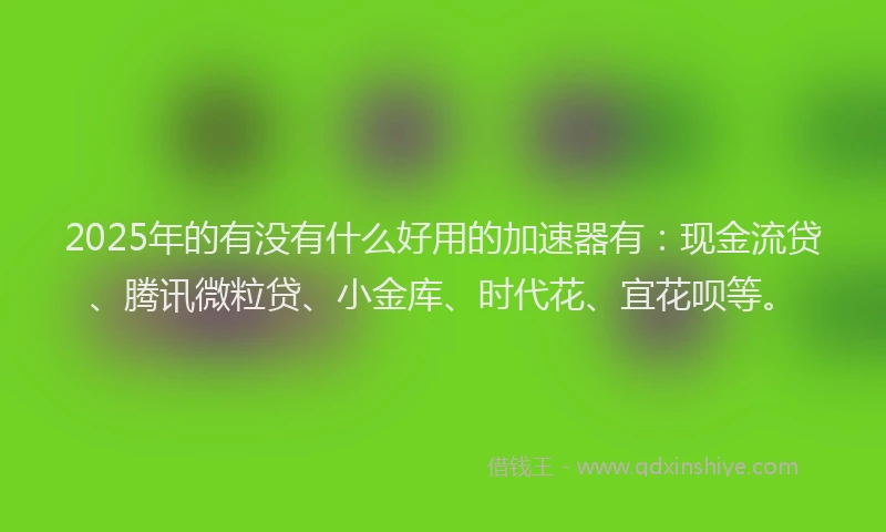 2025年的有没有什么好用的加速器有：现金流贷、腾讯微粒贷、小金库、时代花、宜花呗等。
