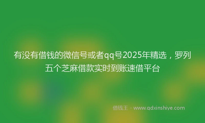 有没有借钱的微信号或者qq号2025年精选，罗列五个芝麻借款实时到账速借平台