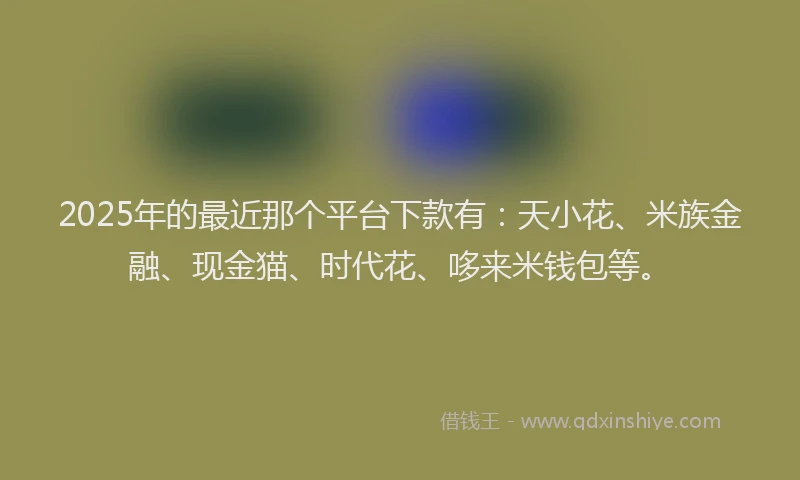 2025年的最近那个平台下款有：天小花、米族金融、现金猫、时代花、哆来米钱包等。