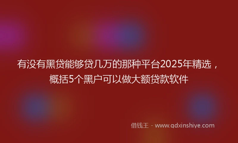有没有黑贷能够贷几万的那种平台2025年精选，概括5个黑户可以做大额贷款软件