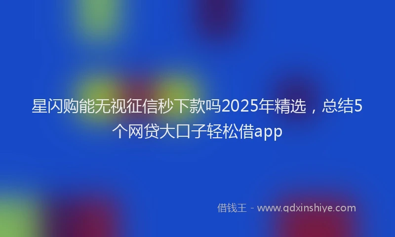 星闪购能无视征信秒下款吗2025年精选，总结5个网贷大口子轻松借app