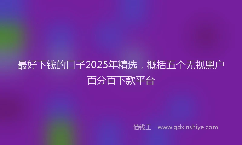 最好下钱的口子2025年精选，概括五个无视黑户百分百下款平台