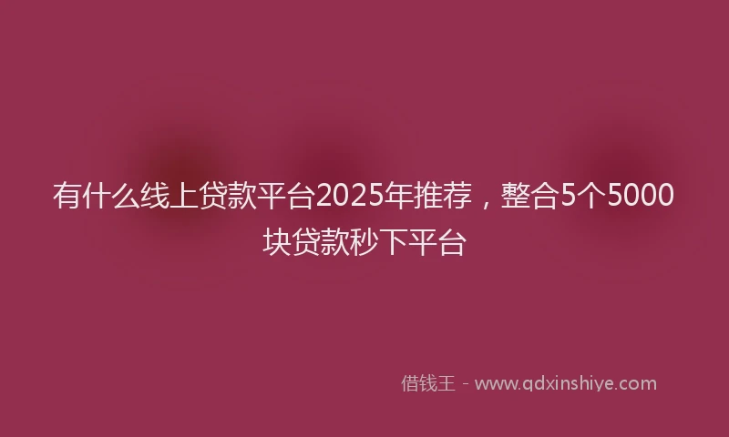 有什么线上贷款平台2025年推荐，整合5个5000块贷款秒下平台