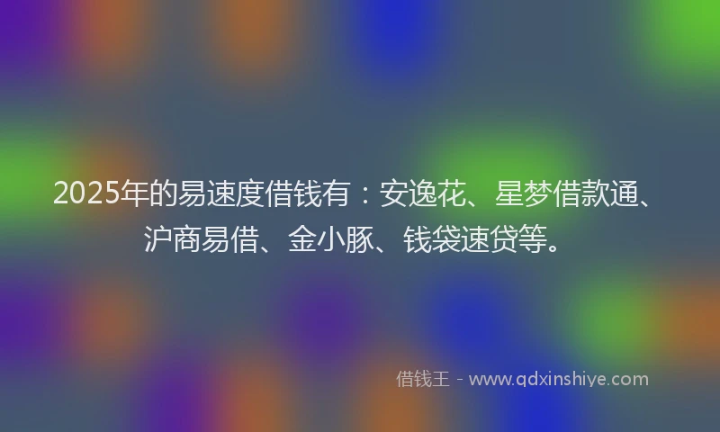 2025年的易速度借钱有：安逸花、星梦借款通、沪商易借、金小豚、钱袋速贷等。
