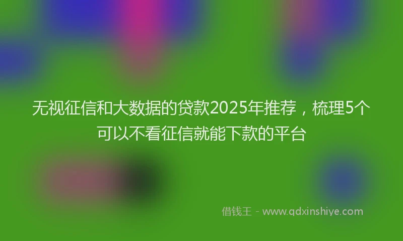 无视征信和大数据的贷款2025年推荐，梳理5个可以不看征信就能下款的平台