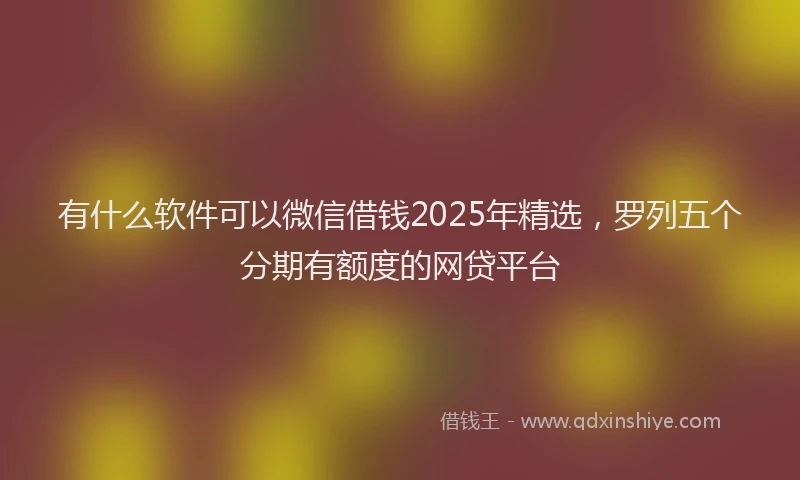 有什么软件可以微信借钱2025年精选，罗列五个分期有额度的网贷平台