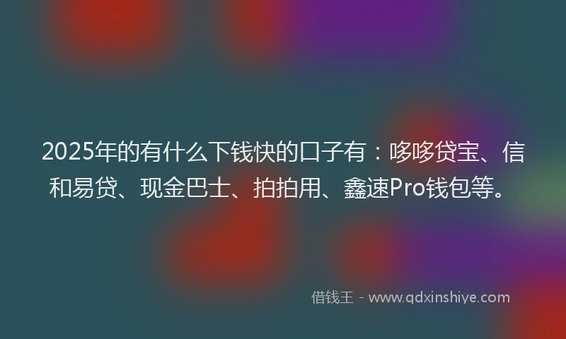 2025年的有什么下钱快的口子有：哆哆贷宝、信和易贷、现金巴士、拍拍用、鑫速Pro钱包等。