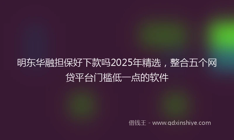 明东华融担保好下款吗2025年精选，整合五个网贷平台门槛低一点的软件