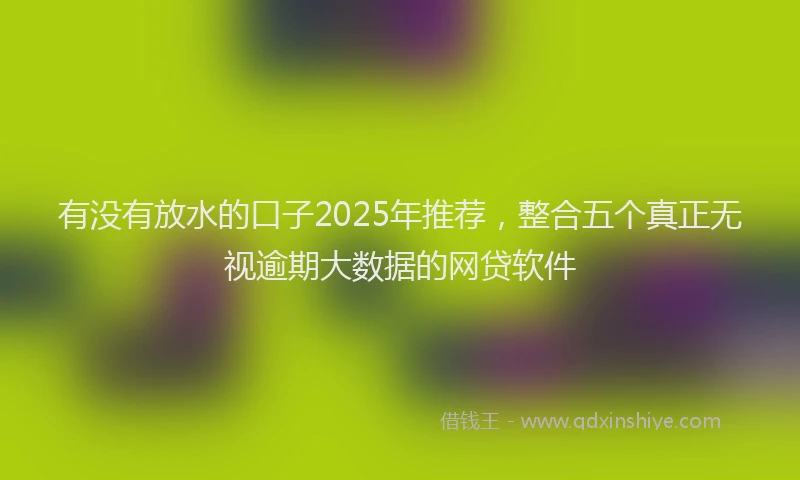 有没有放水的口子2025年推荐，整合五个真正无视逾期大数据的网贷软件