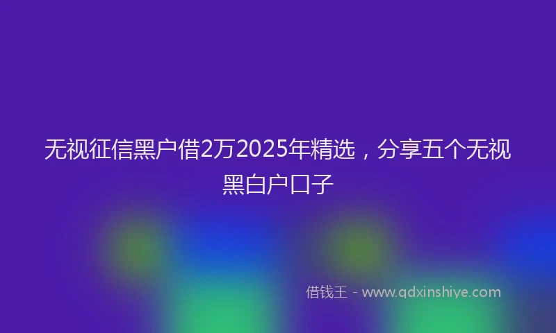 无视征信黑户借2万2025年精选，分享五个无视黑白户口子