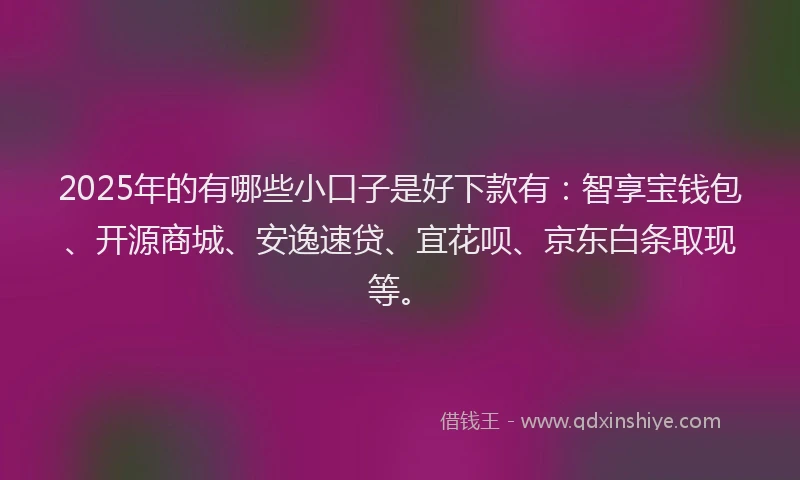 2025年的有哪些小口子是好下款有：智享宝钱包、开源商城、安逸速贷、宜花呗、京东白条取现等。
