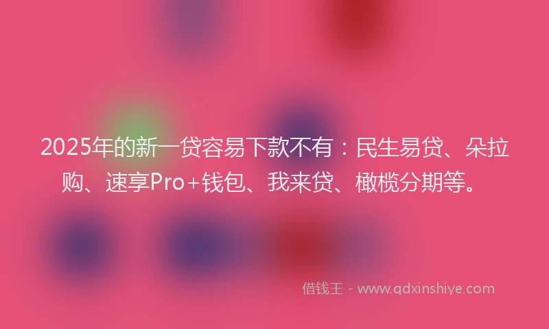 2025年的新一贷容易下款不有：民生易贷、朵拉购、速享Pro+钱包、我来贷、橄榄分期等。